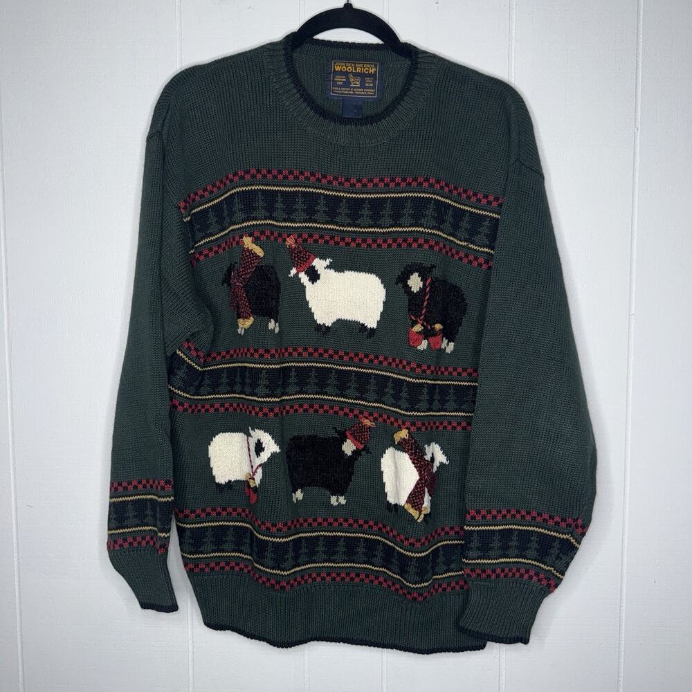 Woolrich Women’s Sheep Sweater Christmas Holiday Green Size XL
